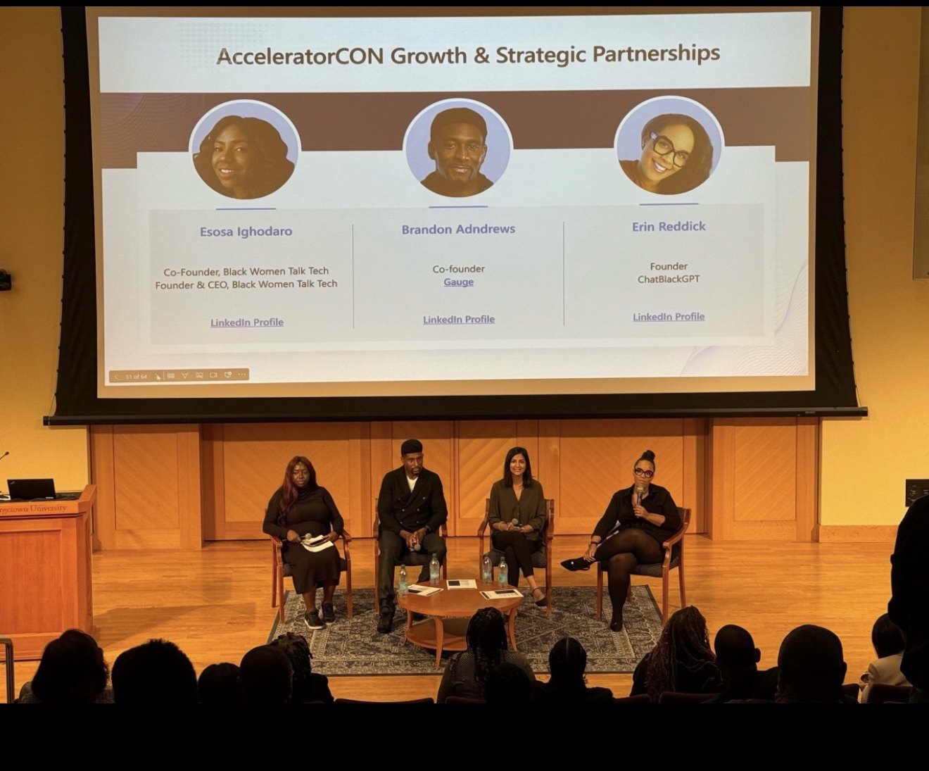 Erin participating in an AcceleratorCON panel